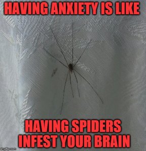 Having anxiety is like having spiders infest your brain.